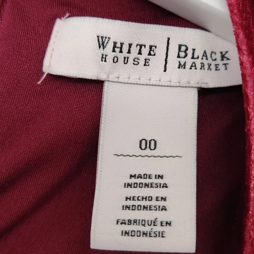 White House Black Market Burgundy Halter Velvet Dress Size 00 - Picture 4 of 8